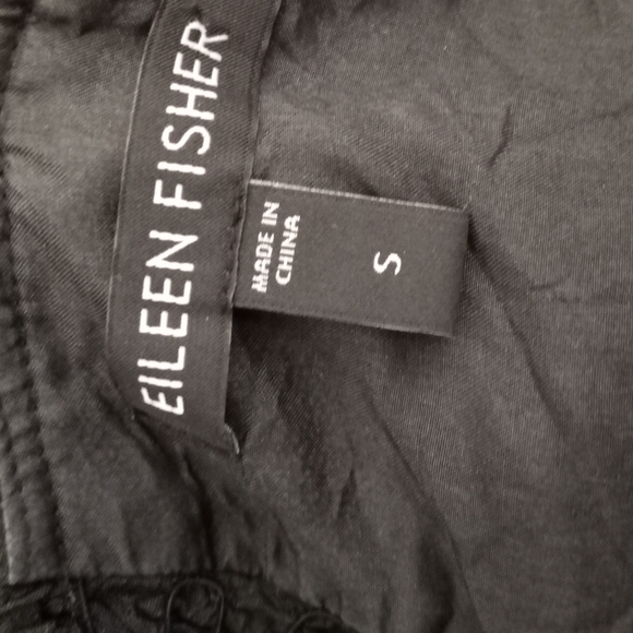 EILEEN FISHER Black Crinkled Silk Slip Dress with Ruffled Trim - Picture 4 of 5